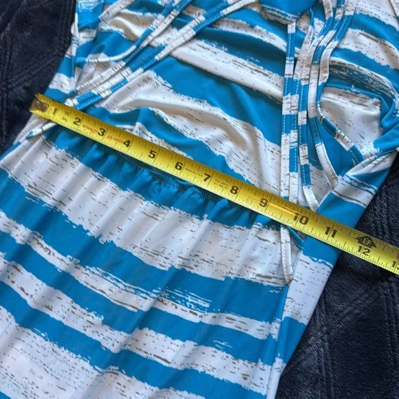 Bundle 2 knit long dresses- Hippie Rose Pink And Blue&white Strappy back Dress - Picture 9 of 15